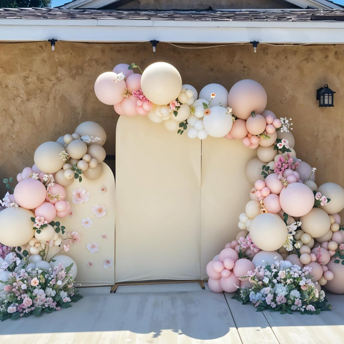 Boho Dusty Pink Balloons, 12 Inch Pastel Light Pink and White Sand Ivory Nude Beige Neutral