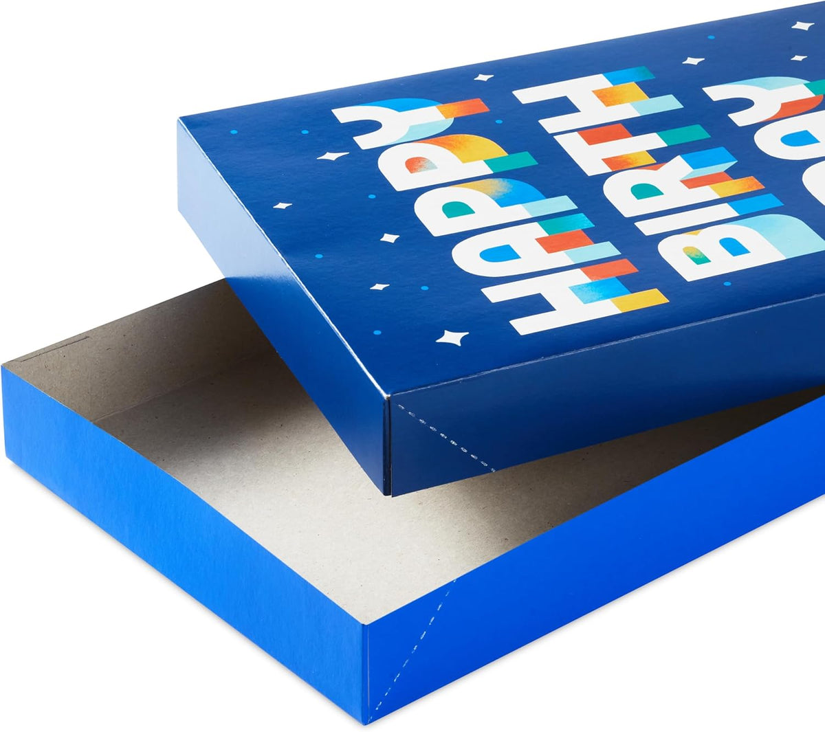 Hallmark Designed Shirt Boxes with Lids (8 Boxes: 2 Each of Orange and Blue Stripes, Plaid, Dots