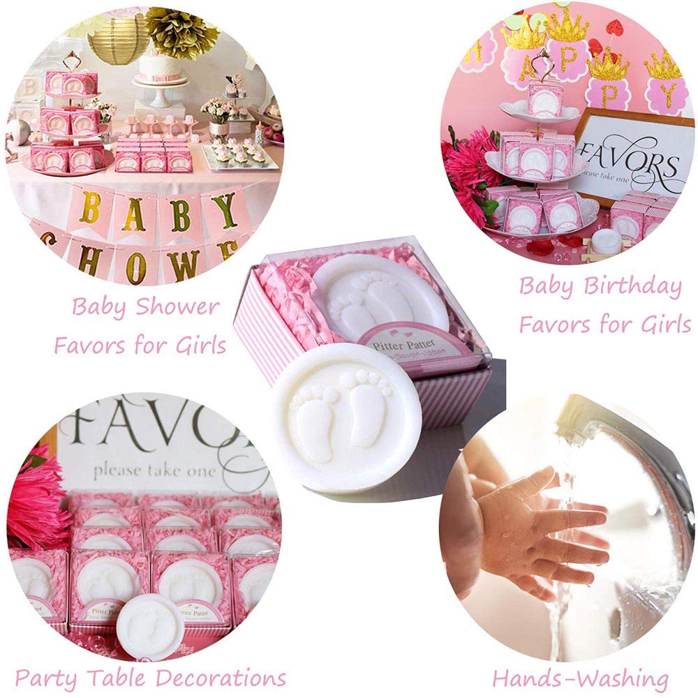 AIXIANG Baby Shower Favors Soaps Handmade Pink Gift Boxed Little Baby-feet Scented Soap Favors for