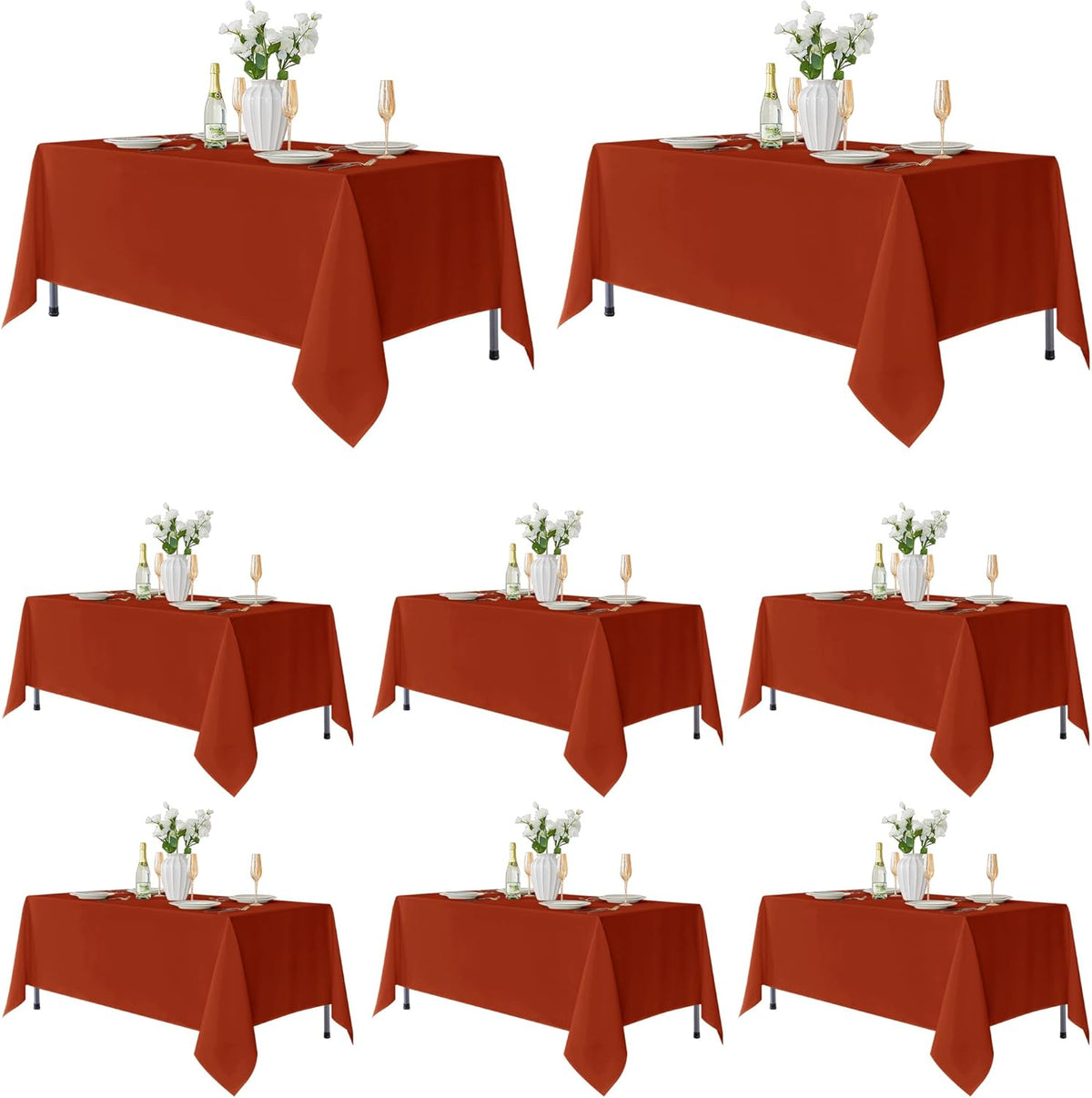 Fitable 8 Pack Rectangle Tablecloths: Stain Resistant Wrinkle Free Fall Table Clothes, Washable