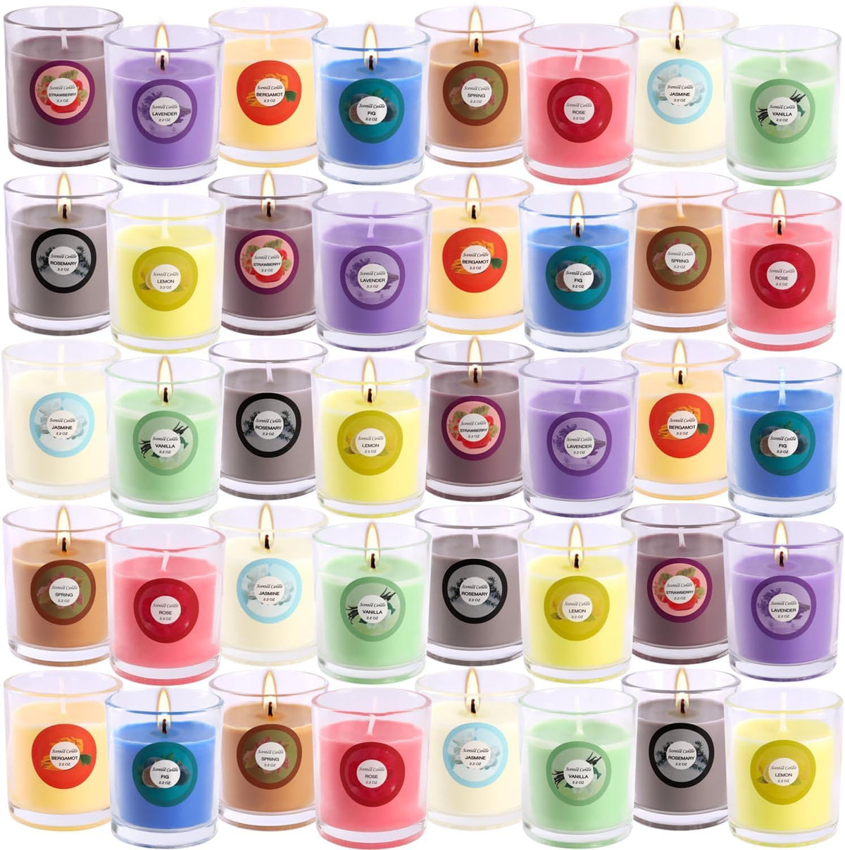 Scented Candles, Jasmine, Rose, Vanilla, Bergamot, fig, Lavender, Lemon, Spring,Strawberry