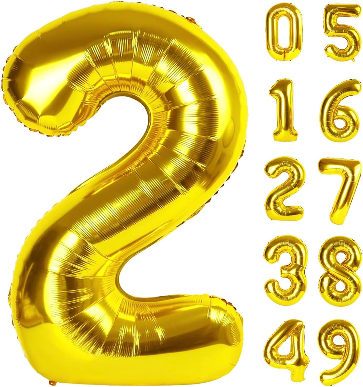Gold 40 Inch Big Number Balloon Birthday Decoration, Number 2 Helium Balloon 12 22 23 24 26 2025