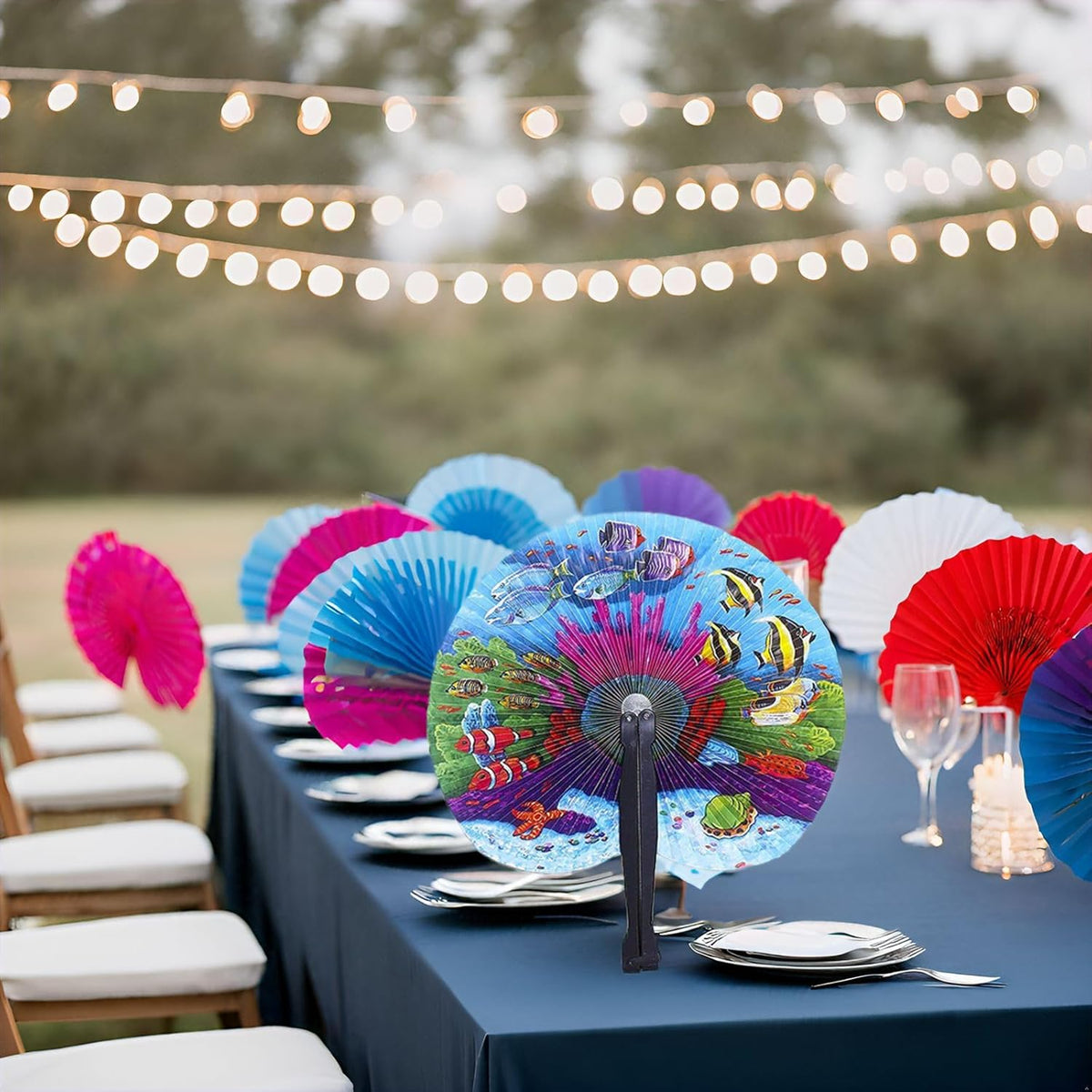 20 Pcs 10" Safari Print Animal Folding Paper Hand Fan Bulk for