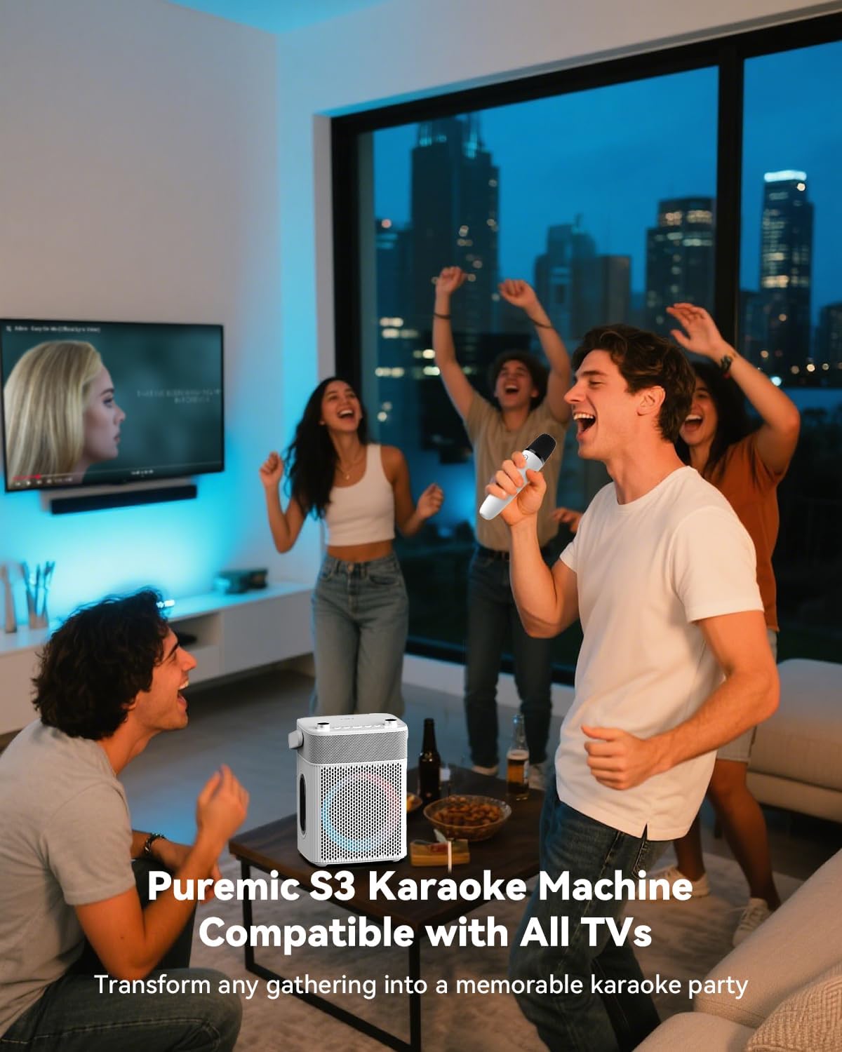 Karaoke Machine with 2 UHF Wireless Microphones with Leather Bag, IPX4 Waterproof Portable