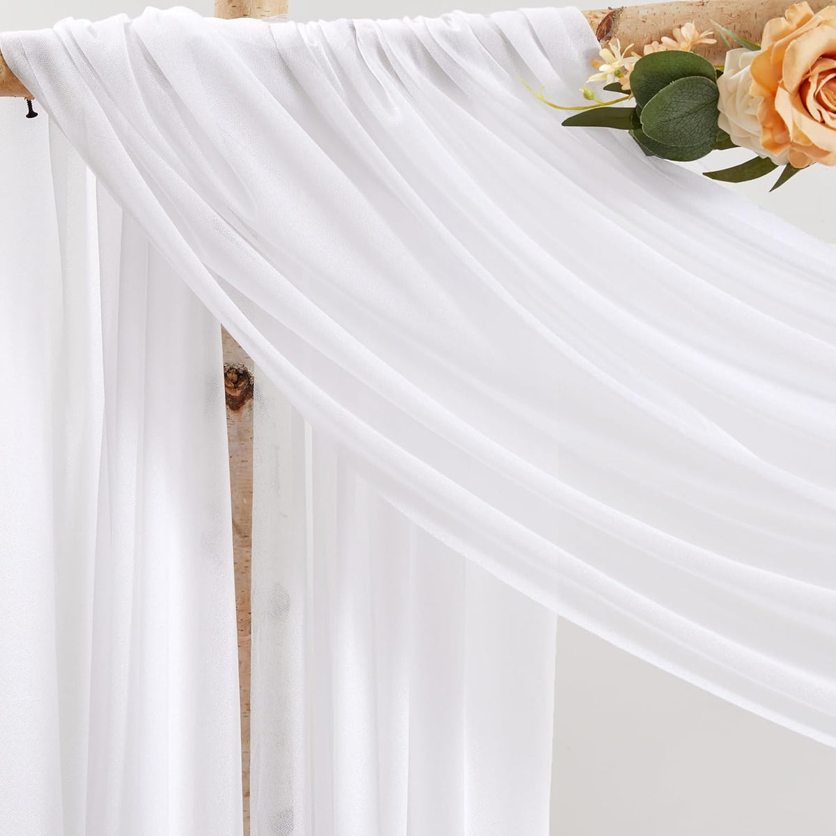 Wedding Arch Draping Fabric 1 Panel 30" X 20FT Sheer Arch Drapes Fabric White Backdrop Curtains for