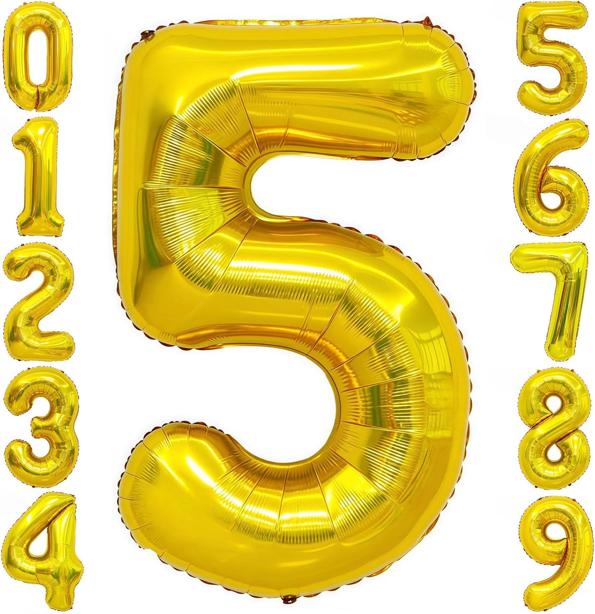 Gold 5 Balloon Number,40 Inch Number 5 Balloon Large Gold 5 Foil Mylar Helium Balloon for Birthday