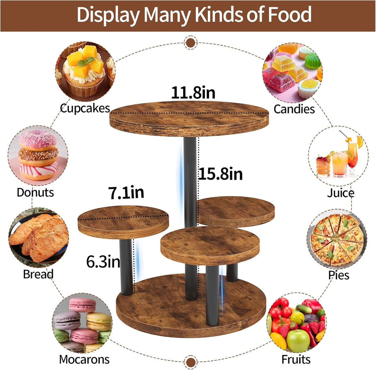 Cupcake Stand, 2 Pack Rotatable Cupcake Stand for 50 Cupcakes, Wood Cake Stand Cupcake Tower