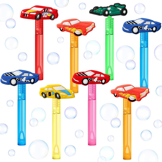 AMFZON 24Pcs Race Car Party Favors Bubble Wands for Kids, Racecar Wheels Mini Bubbles Wand Toys