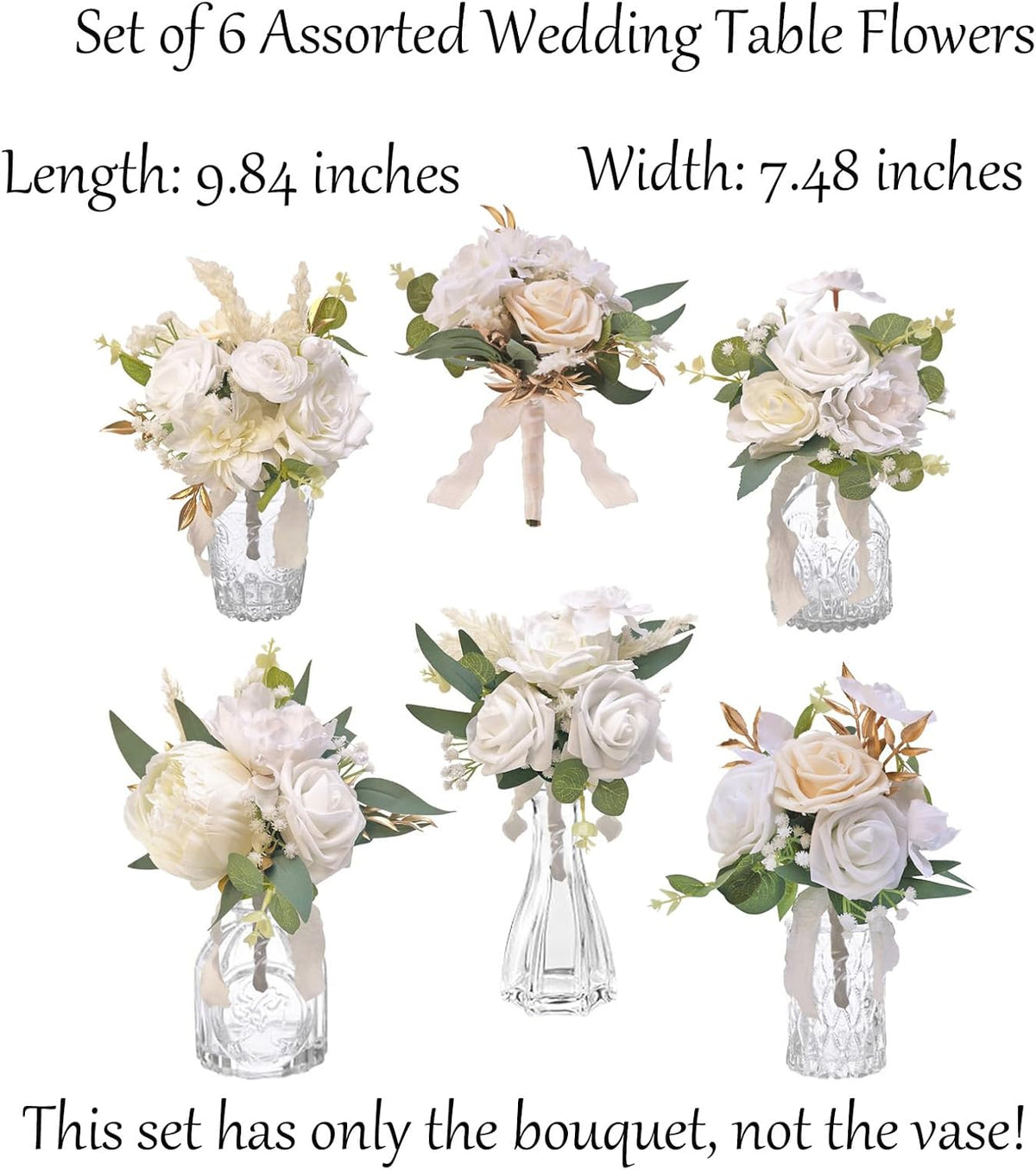 CherishedMoments Set of 6 Assorted Flower Centerpieces Mini Floral Wedding Flowers Set for Fall