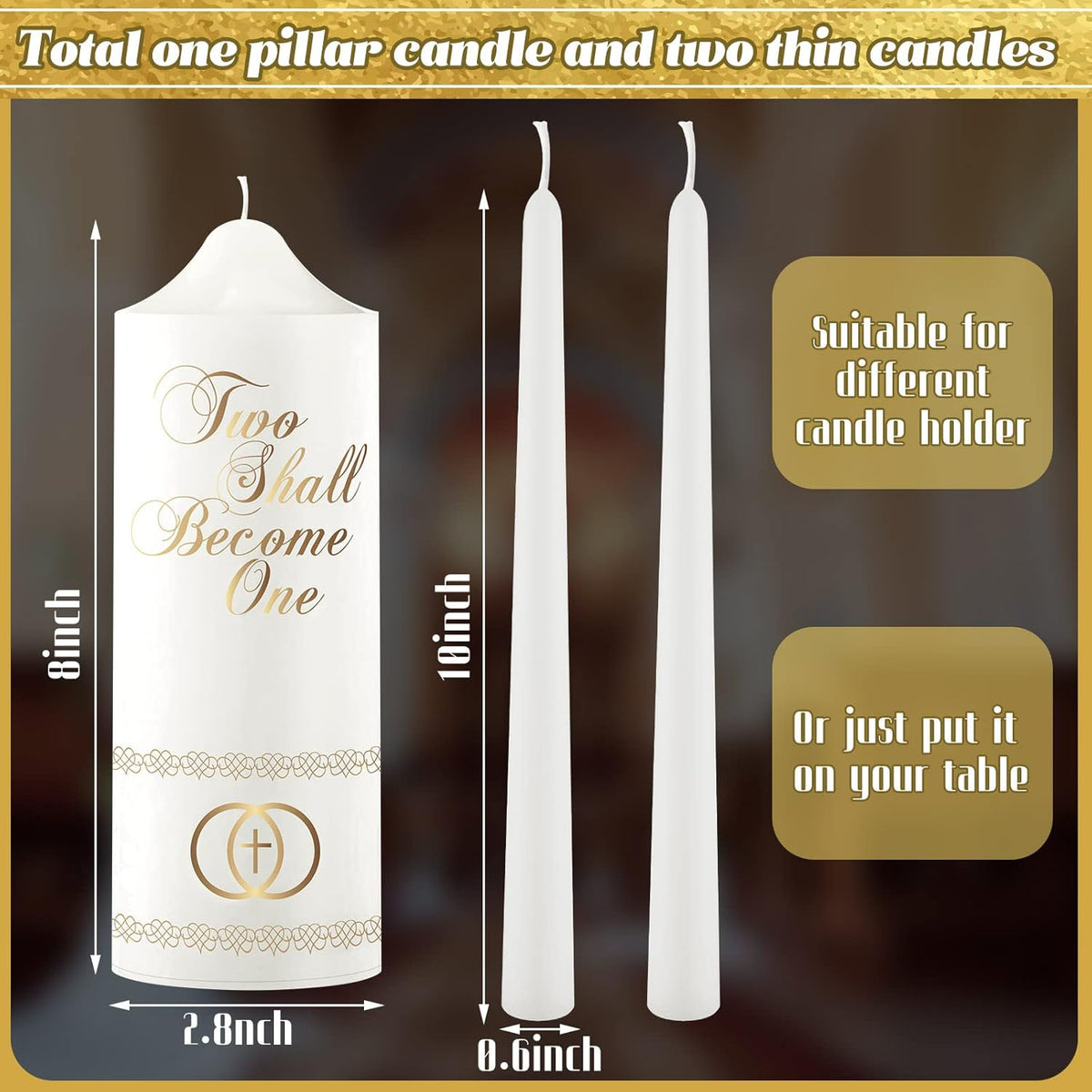 Frienda Unity Candles for Wedding Ceremony Set Wedding Unity Taper Candles Catholic Religious