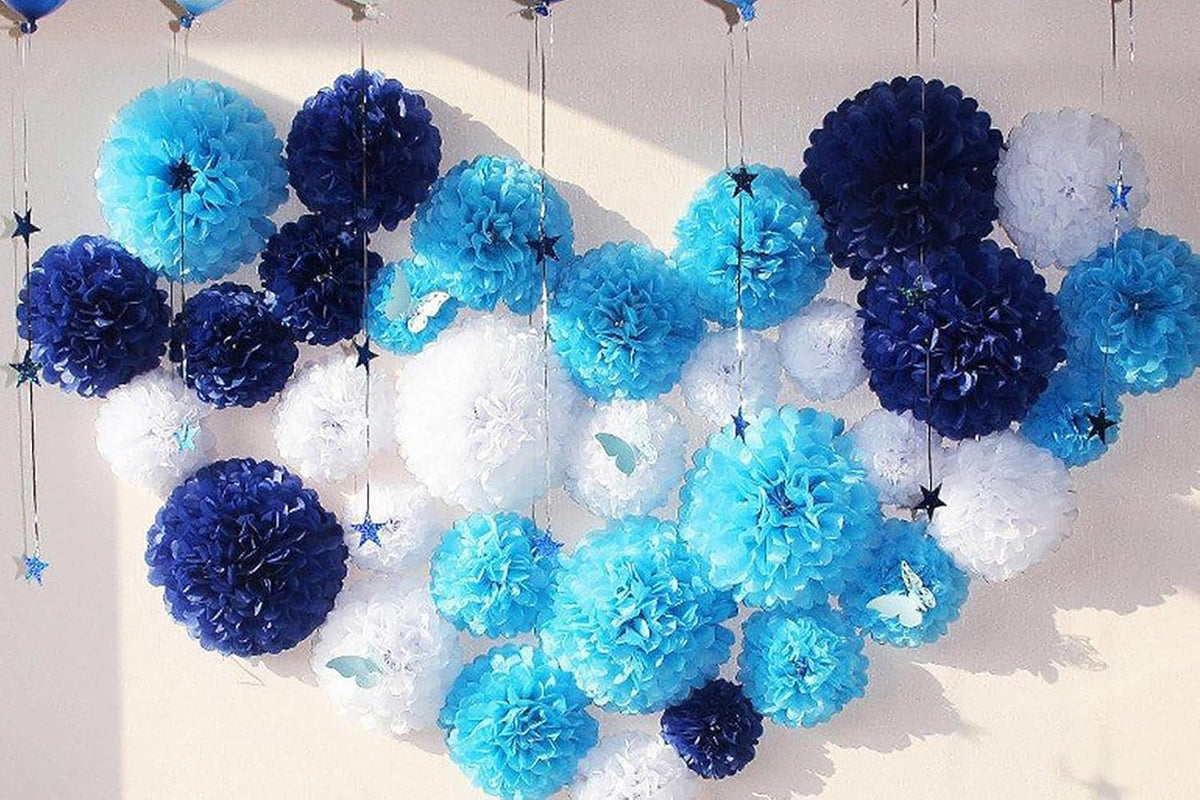 ZOOYOO Purple White Lavender Paper Pom Poms for Women Girl Birthday Party Anniversary Engagement
