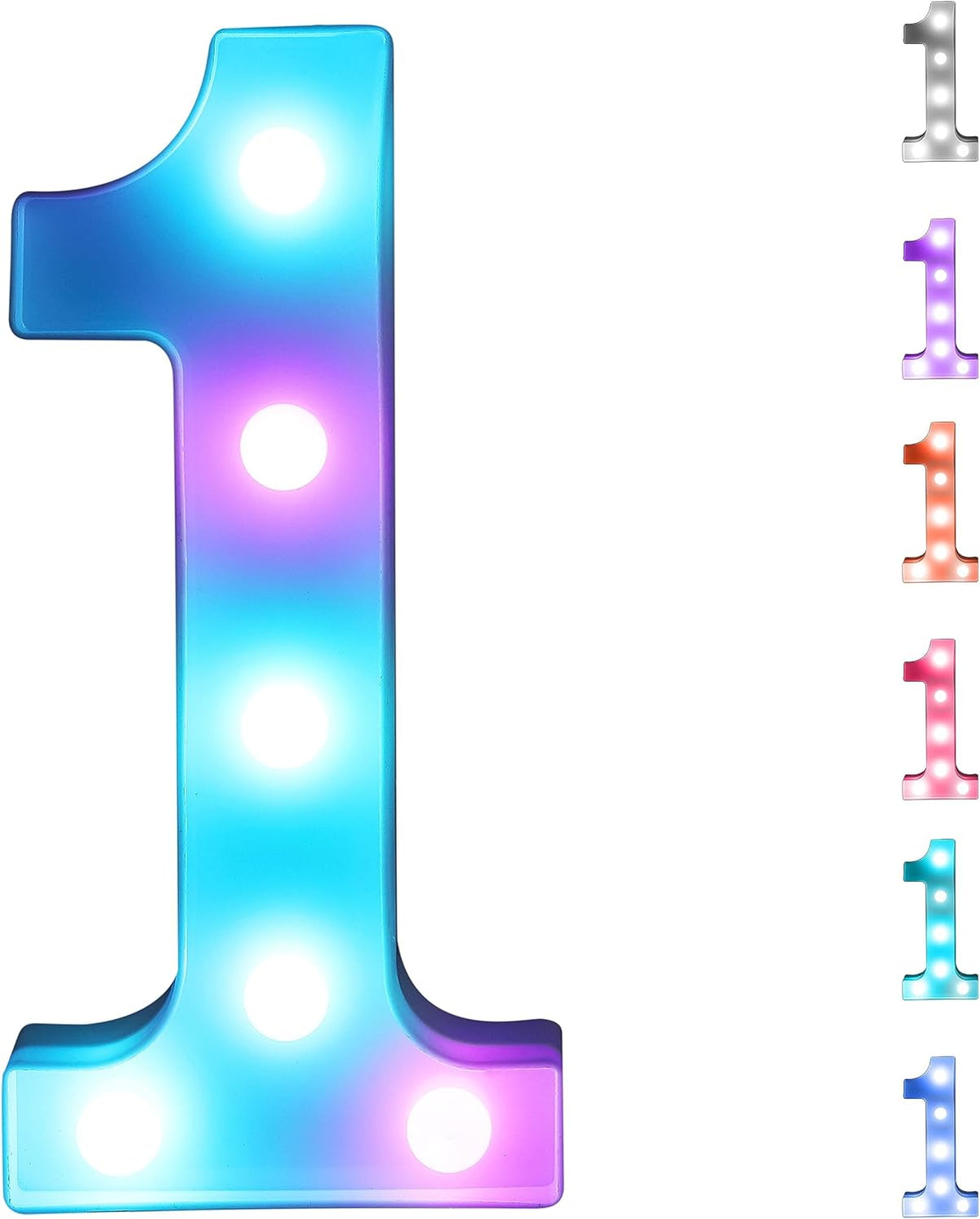 Foaky Colorful LED Number Lights with Remote,Marquee Light Up Number Sign for Night Light