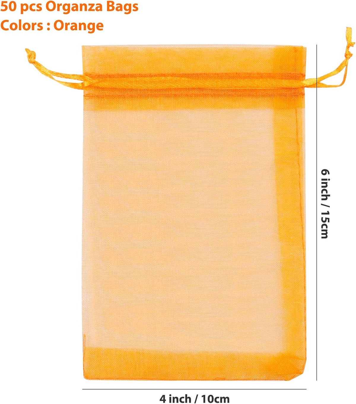 ANZNKU 50 Pack Organza Bags 4 x 6 inch Premium Sheer Drawstring Small Gift Bags for Halloween Candy