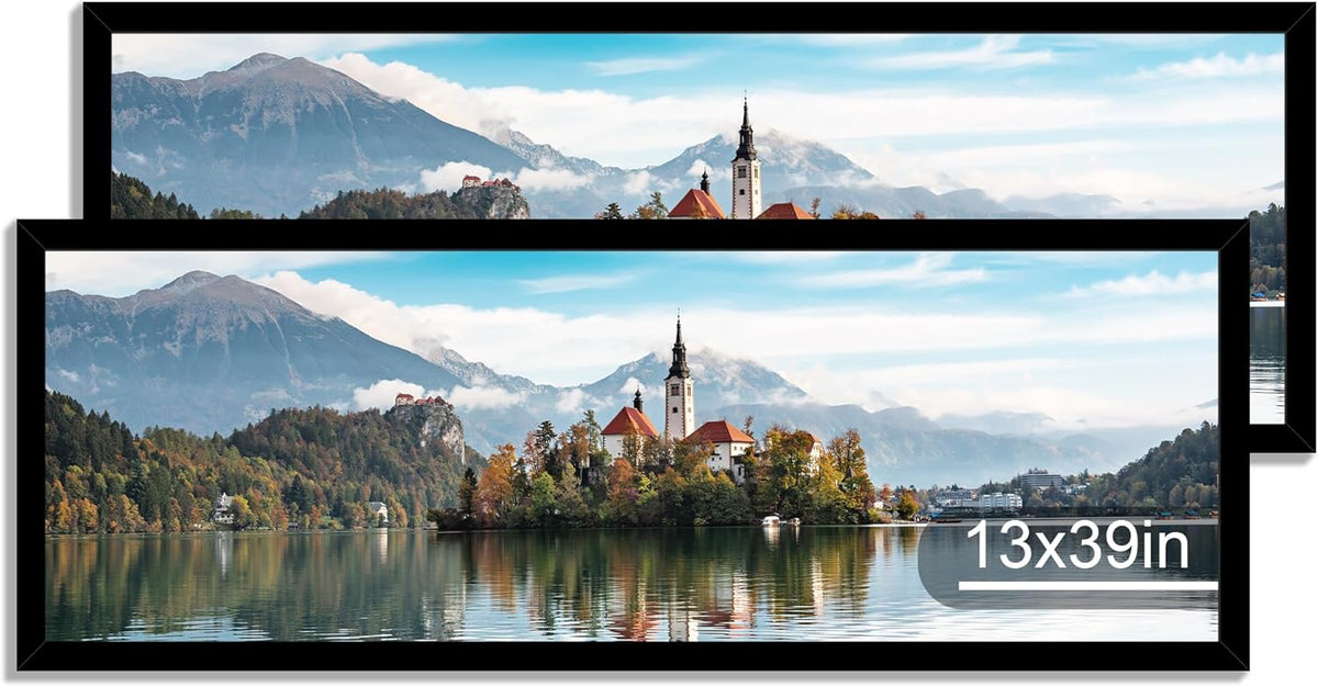 13x39 Puzzle Frame 2 Packs, Real Glass and Black Wood Frame, Display Panoramic 13 x 39 Picture