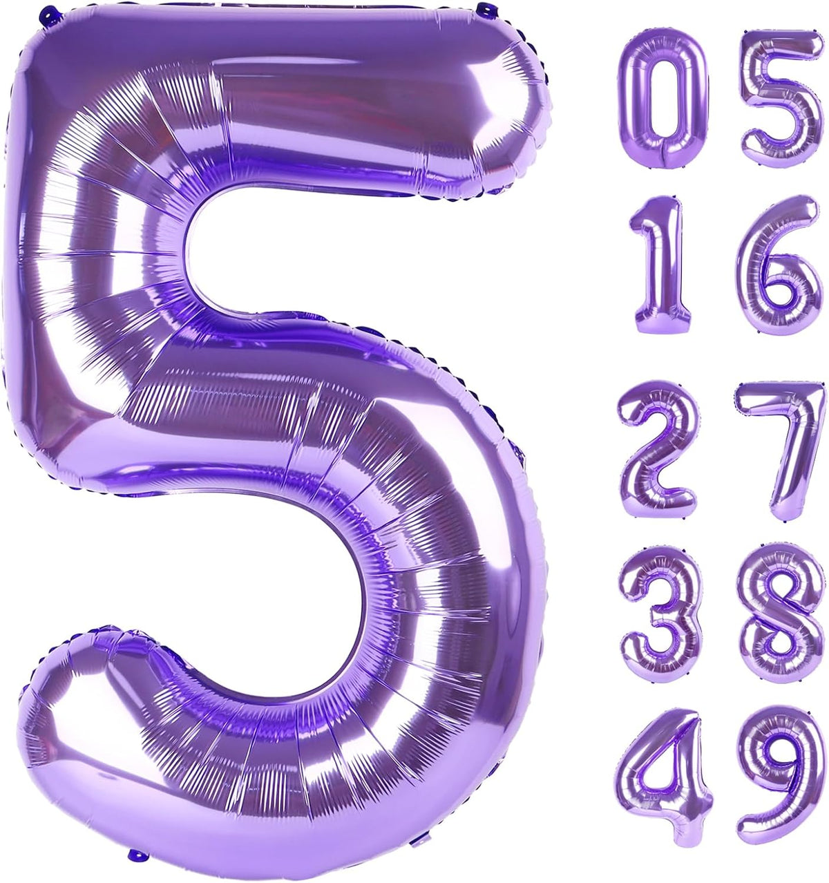 Big Mylar Purple Number 5 Balloon 40 Inch, 5th Birthday Number Balloon 2025 Decorations, Men Boy 15