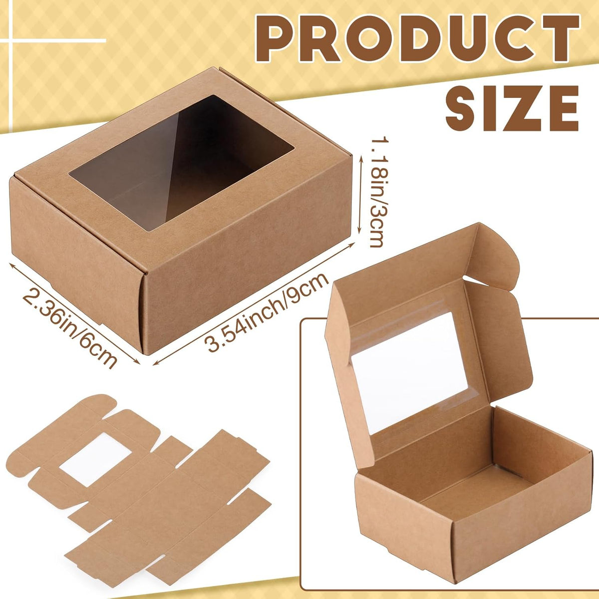 Zonon 30 Pcs Soap Boxes for Homemade Packaging, Mini Kraft Treat Boxes with Window for Bakery Candy