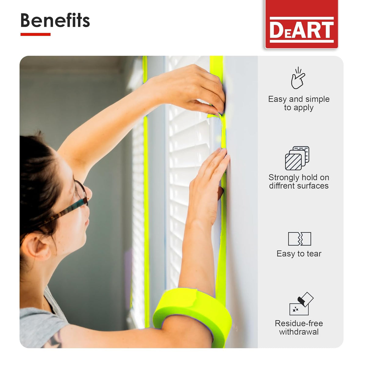 DEART Colored Masking Painters Labeling Tape Masking Tape 1 inch Color Painter Tapes for Arts &