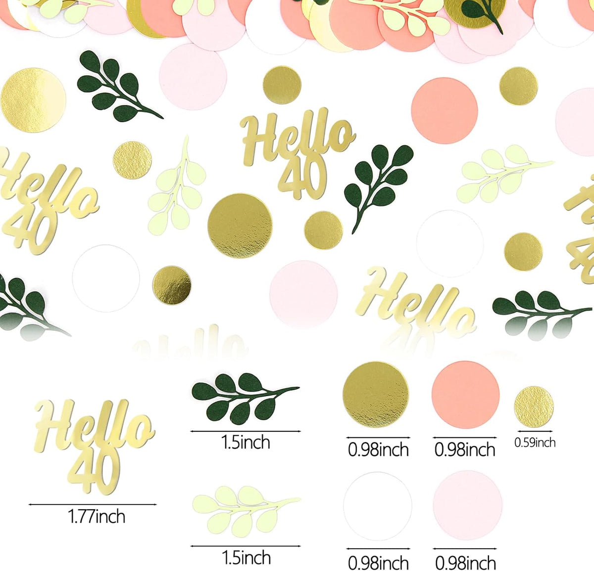 300PC 40TH Birthday Confetti for Table Pink and Sage Green Happy 40TH Birthday Decorations for