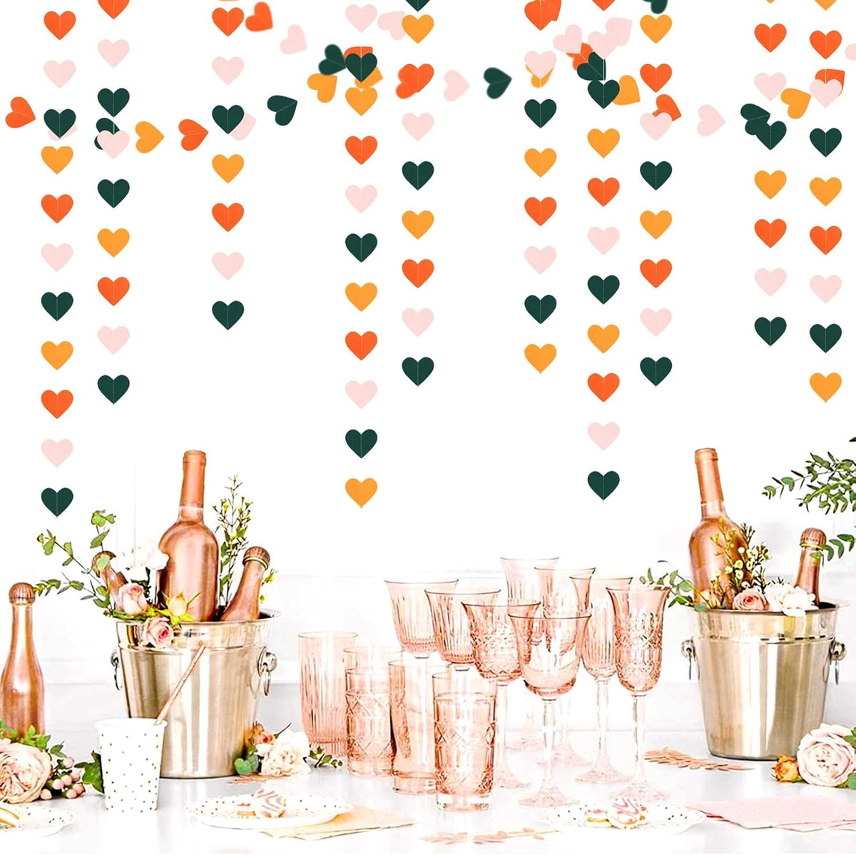 Pink Green Orange Party-Decorations Heart-Garland - 52ft Little Cutie Baby Shower Hanging