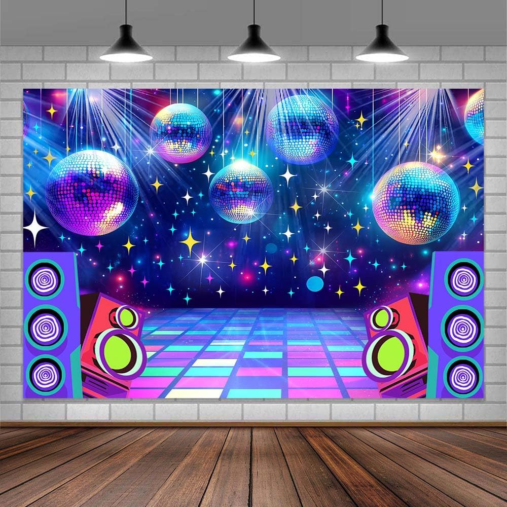 Dance Party Backdrop Retro 80s 90s Theme Stage Dance Ball Music Birthday Party Decoration DJ