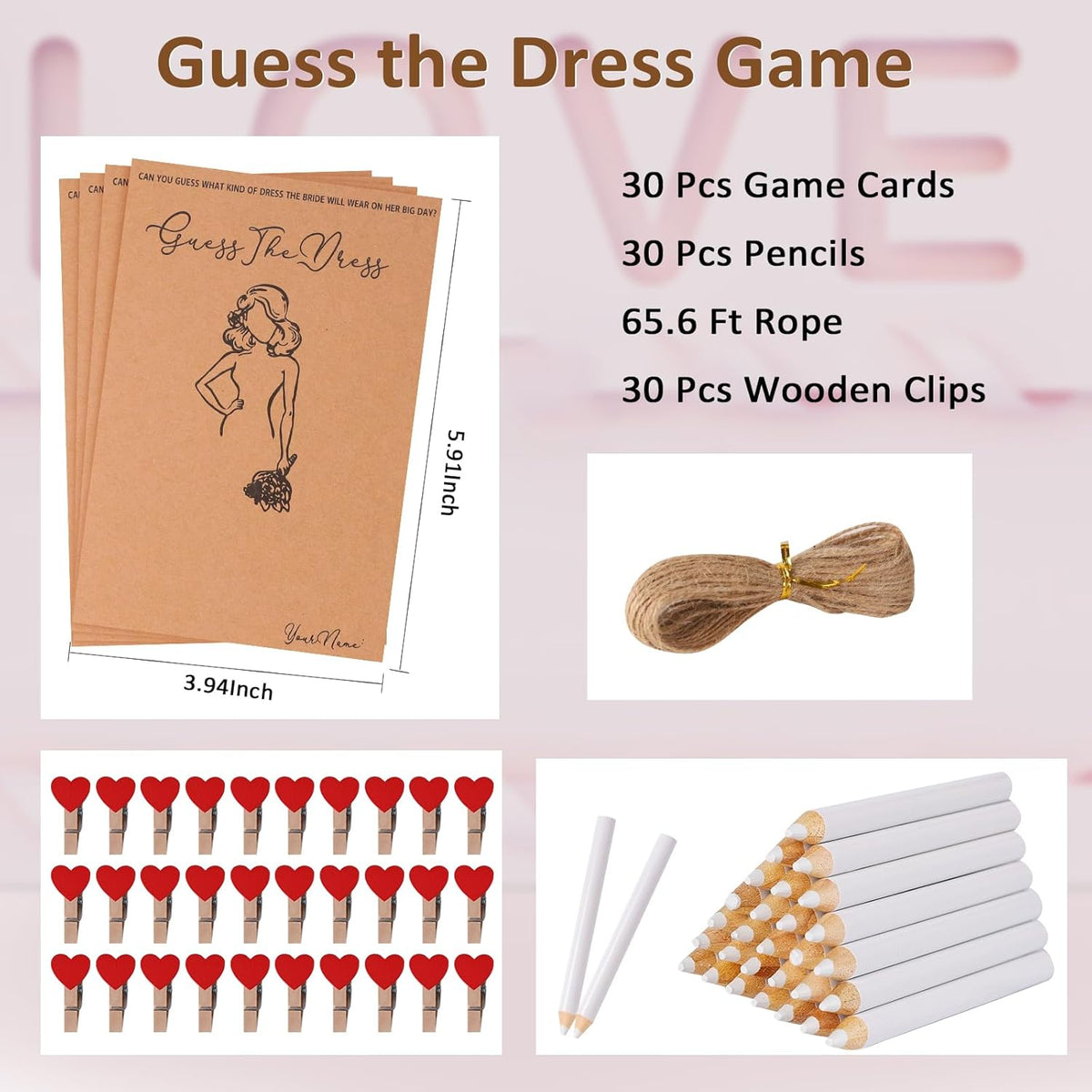 30 Set Bridal Shower Games for guests, Guess the Dress and Ring Wedding Shower Games for Guests