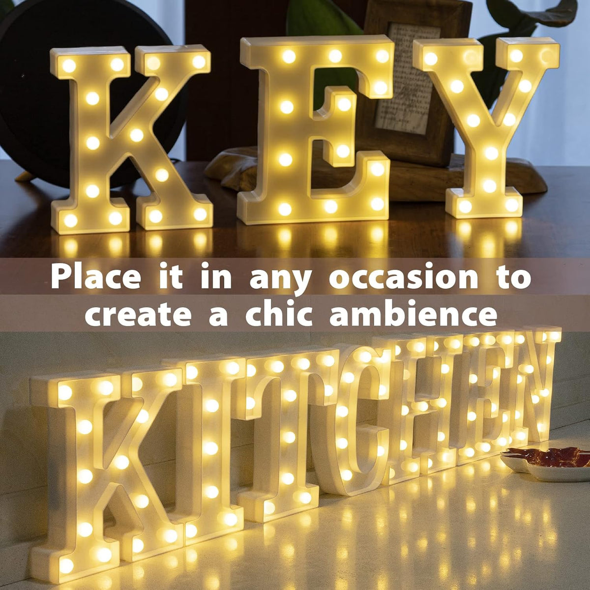 HXWEIYE LED Marquee Lights Sign - 36 Big Lights Letters (Alphabet & Numbers) for Party, Birthday
