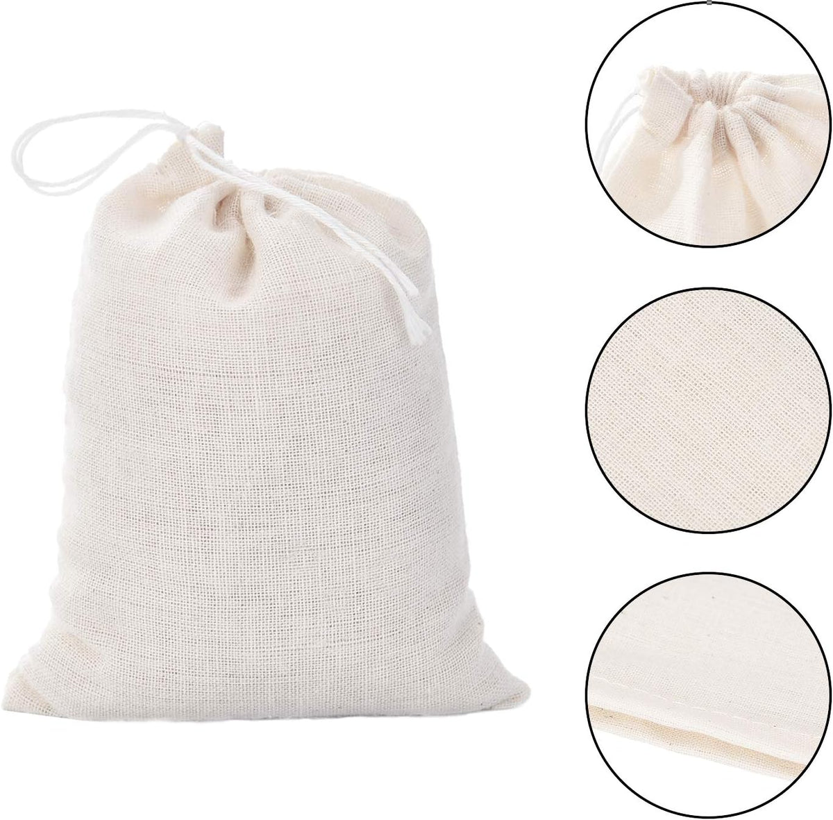 Tatuo 200 Pack Muslin Bags Burlap Drawstring sachet Bags Multipurpose Canvas Linen Pouch for Tea