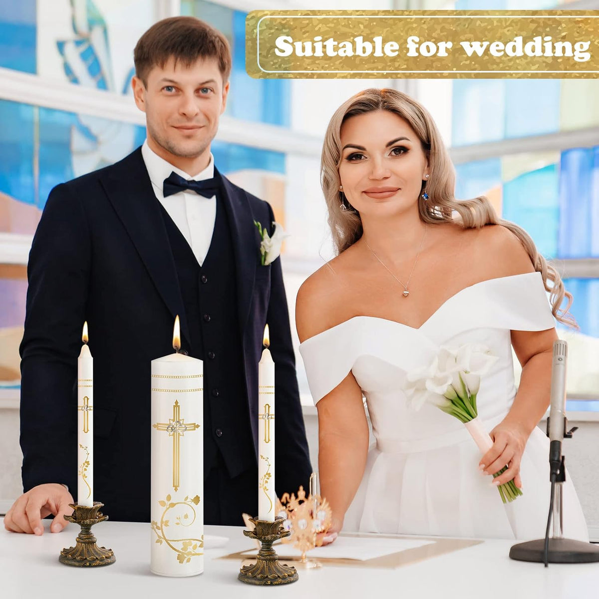 Frienda Unity Candles for Wedding Ceremony Set Wedding Unity Taper Candles Catholic Religious
