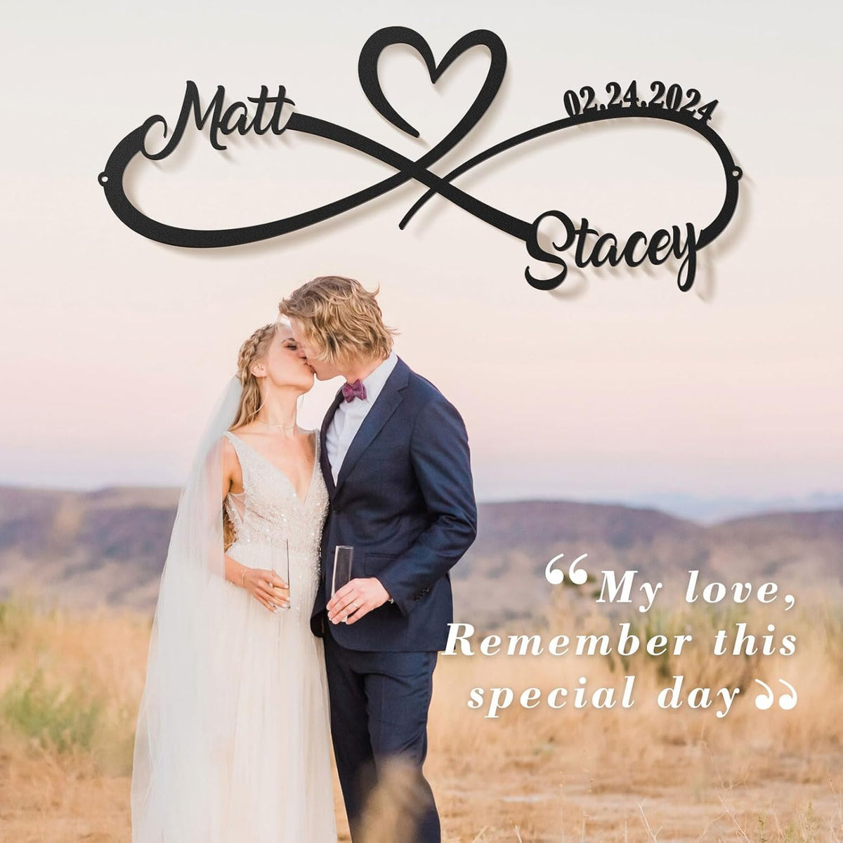 Personalized Anniversary Wedding Gifts for Couples 2025, Customized Metal Infinity Signs with Names