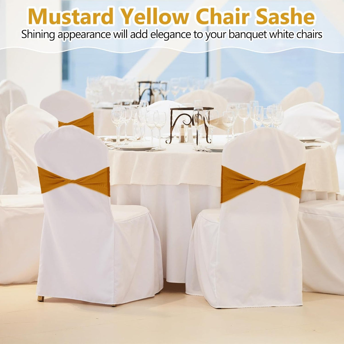 Kinlop 50 Pcs Spandex Chair Sashes Bows Chair BB0C3V65Z6Tands Slider Sashes for Covers Elastic