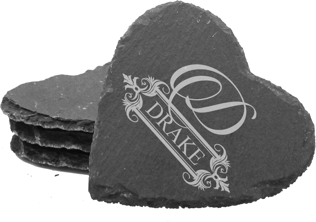 My Personal Memories Custom Engraved Slate Stone Drink Coasters Set of 4 - Monogrammed and