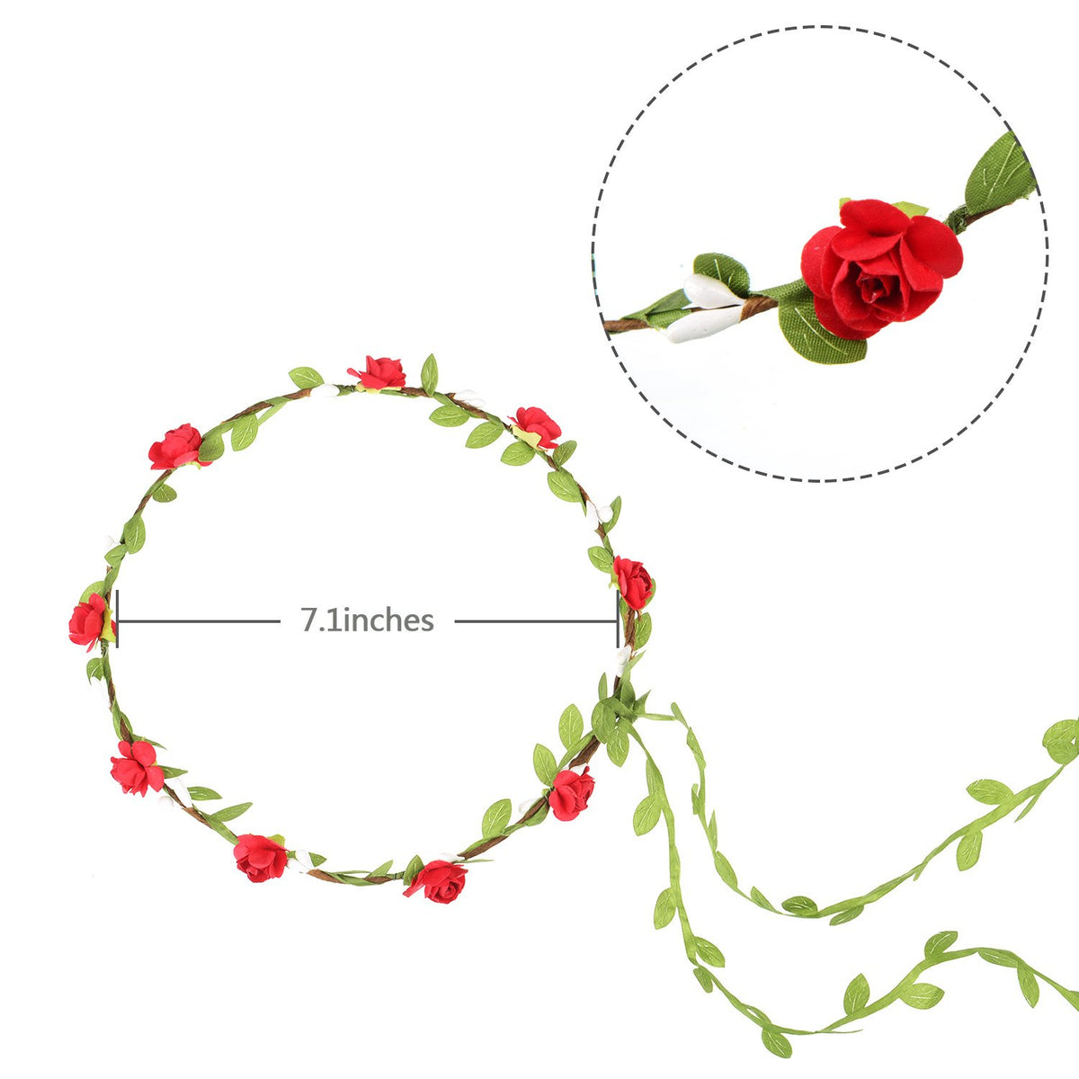 EBOOT 15 Pieces Assorted Colored Flower Crown Wreath Headband Garland Multicolor Headbands Floral