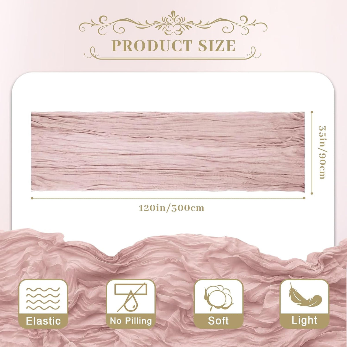 Le courant 6pcs 10Ft Cheesecloth Table Runner, Rustic Boho Gauze Cheese Cloth Runner Table Runner