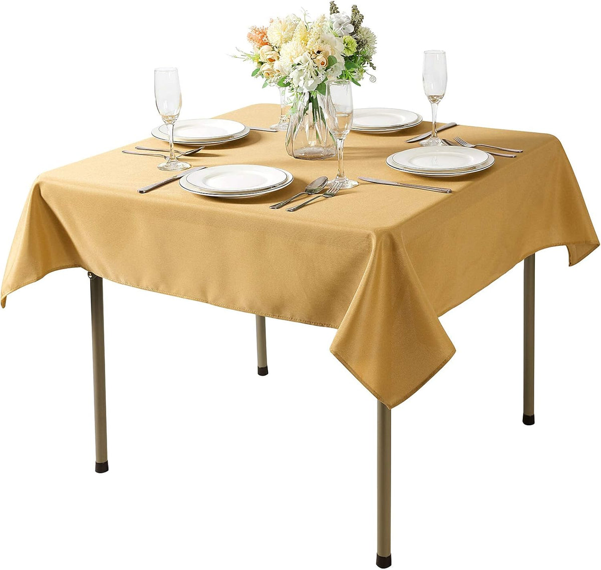 Cupuamon Square Tablecloth 52x52 inch Washable Polyester Fabric Table Cloth for Wedding Party
