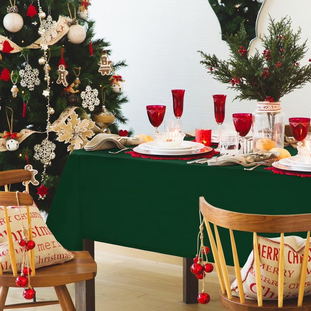 Hiasan Small Tablecloth for Square Tables - Waterproof and Spillproof Washable Fabric Table Cloth