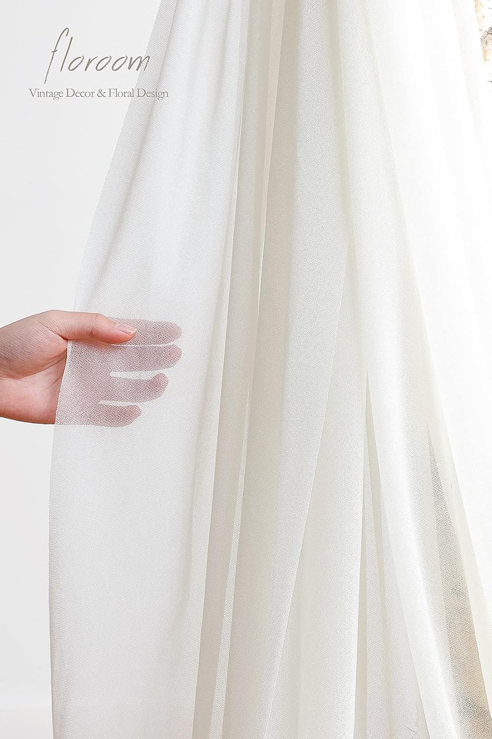 Floroom Wedding Arch Draping Fabric 2 Panels 20Ft Ivory Chiffon Fabric Drapes Arbor Drapery Wedding
