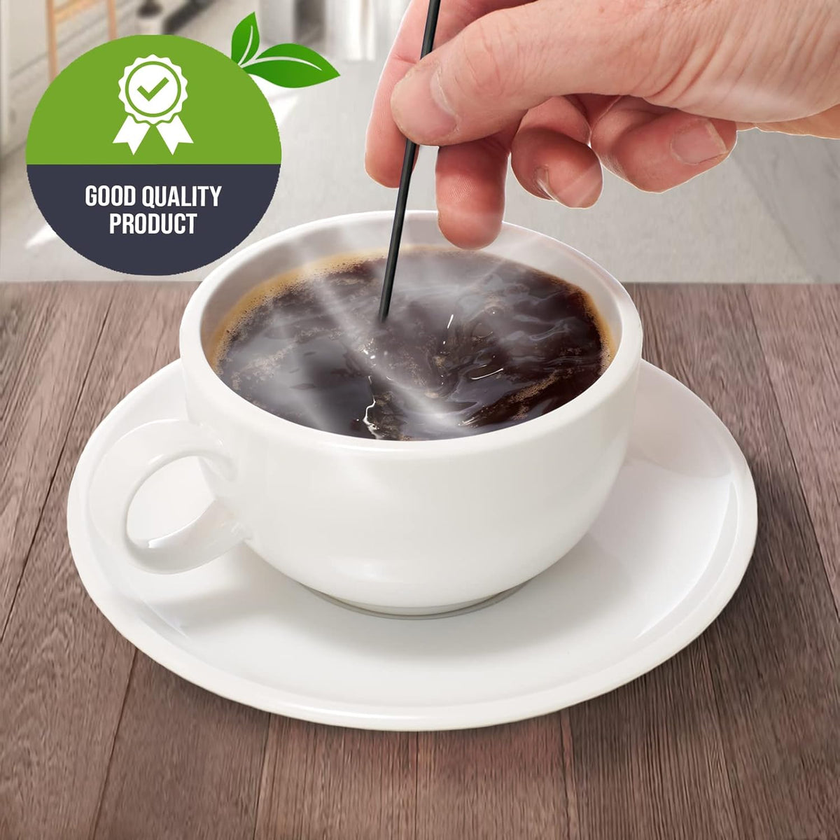 PAMI 1000 Disposable Plastic Cocktail Straws Stir Sticks, Coffee Stirrers for Hot & Cold Drinks