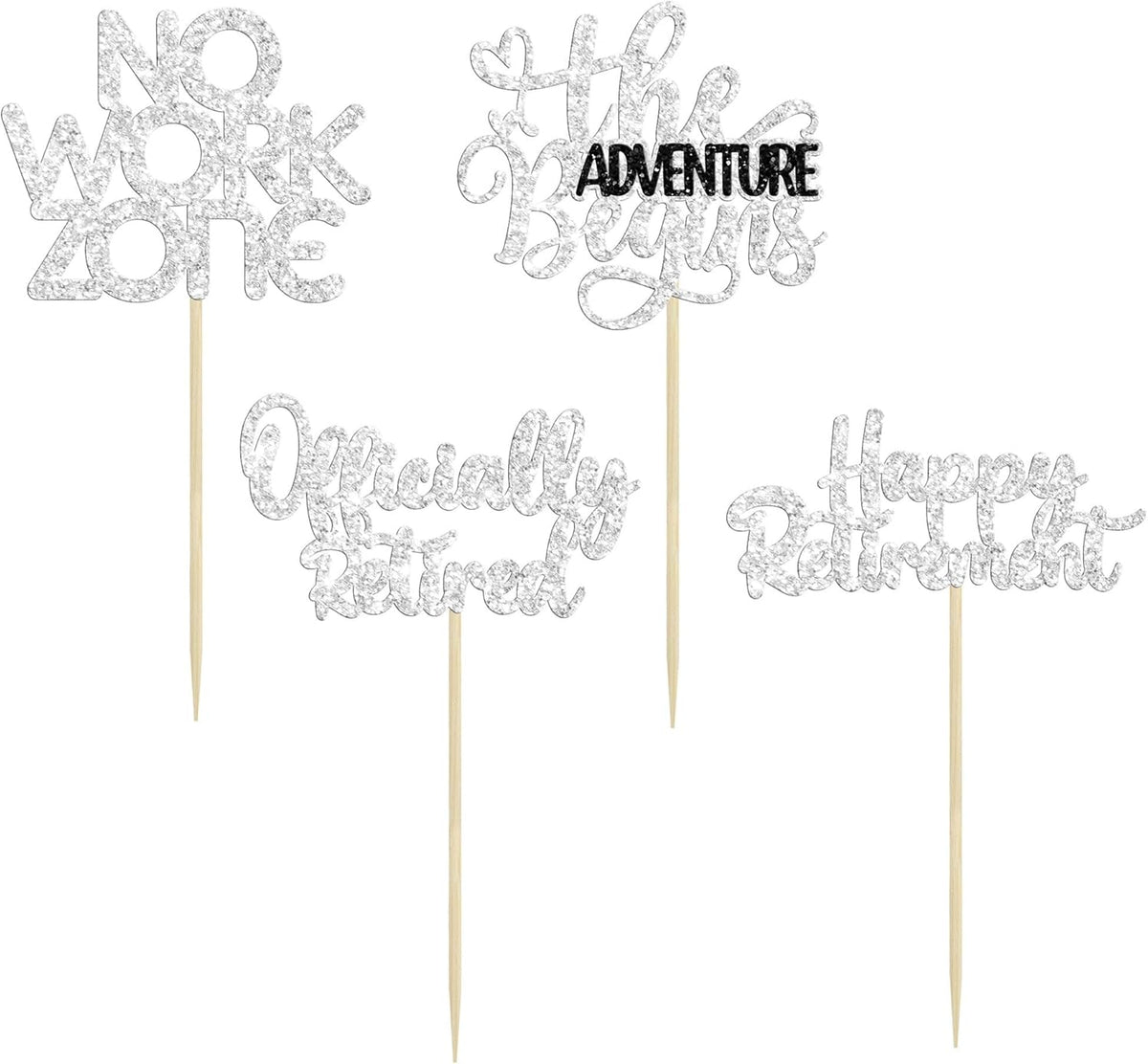 24Pcs Happy Retirement Cupcake Toppers Officially Retired Cake Toppers No Work Zone Adventure