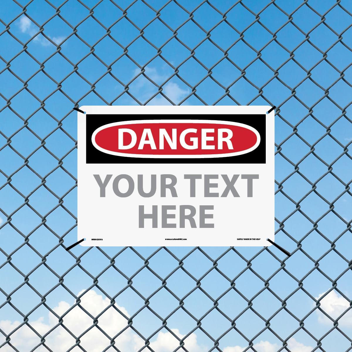 Custom OSHA Style Danger Sign 10" x 14" Aluminum Sign, Customizable "Your Text Here", by