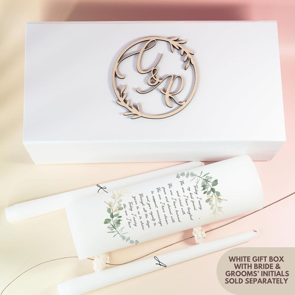 Unity Candles for Wedding, Modern Unity Set, Custom and Personalized Taper Candles with Bible