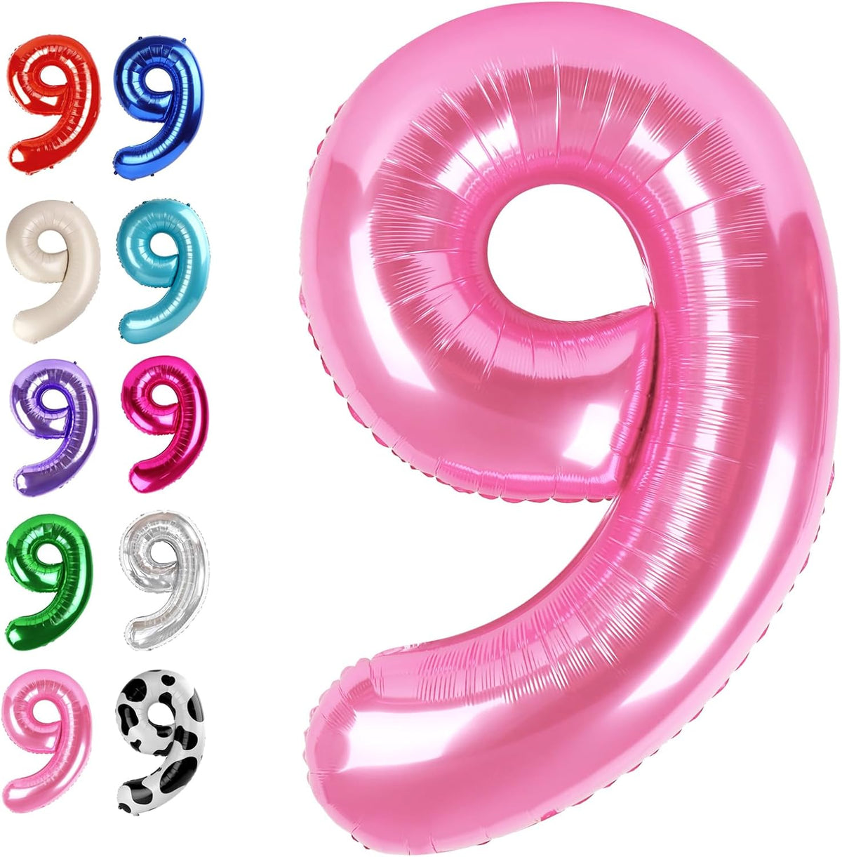 40 Inch Big Pink 9 Balloon Number, Jumbo Giant Happy 9th 19 29 39 49 99 Birthday Party Decorations
