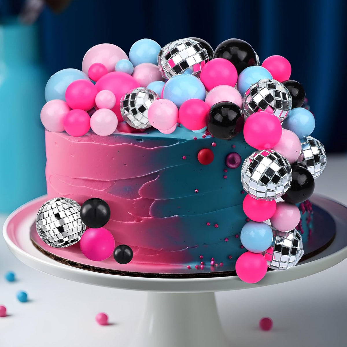 108 Pcs Balls Cake Topper DIY Cupcake Insert Foam Balloons for Cake Baking Wedding Anniversary