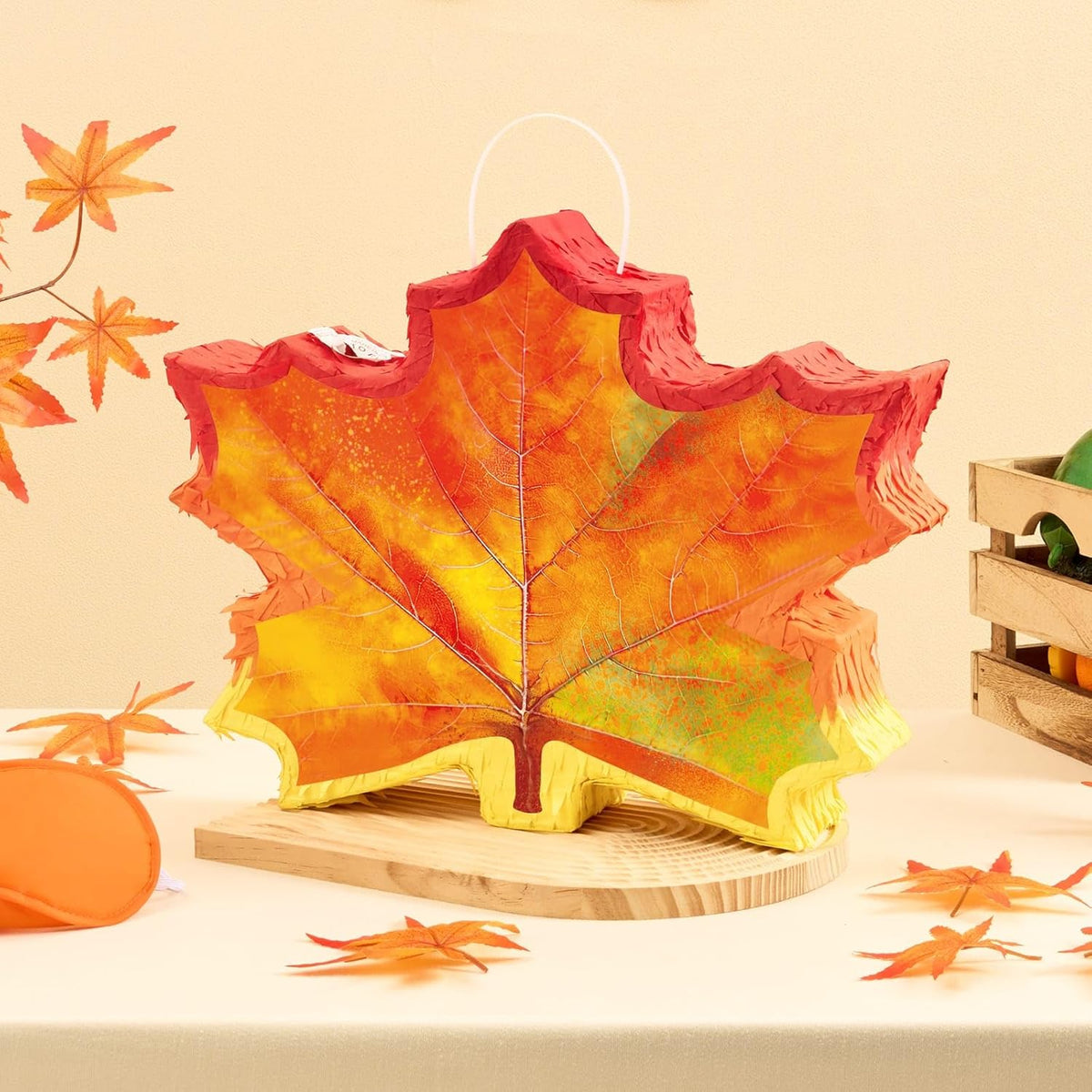 WERNNSAI Fall Leaf Pinata - Maple Leaf Pinata Thanksgiving Party Games for Kids Orange Autumn