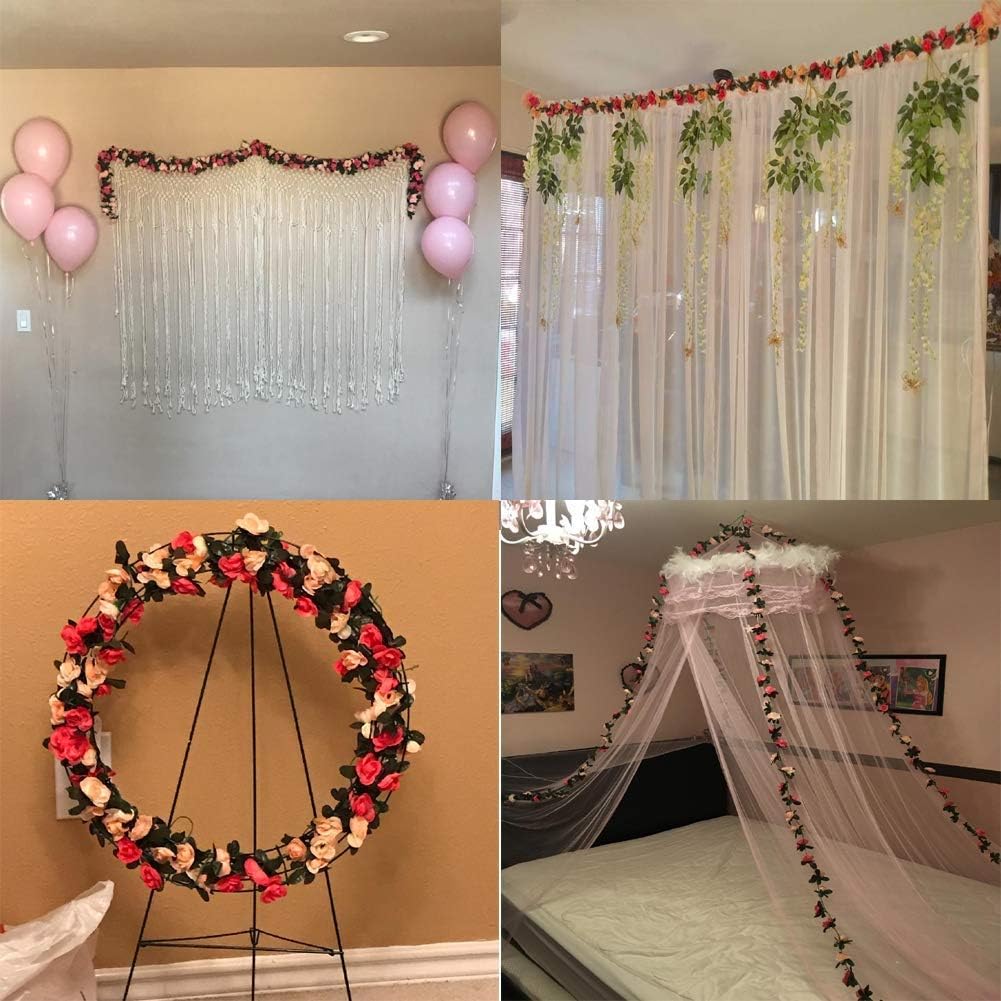 Miracliy 5Pcs 41FT Flower Garland Artificial Rose Arch Vines Fake Spring Floral Garland for Flower