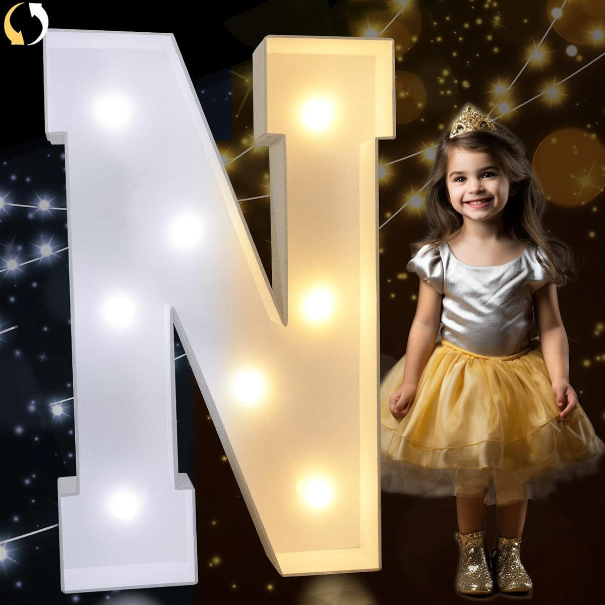 Pooqla 3FT Marquee Light Up Letters, Cool White and Warm White LED Big Mosaic Marquee Letters 3