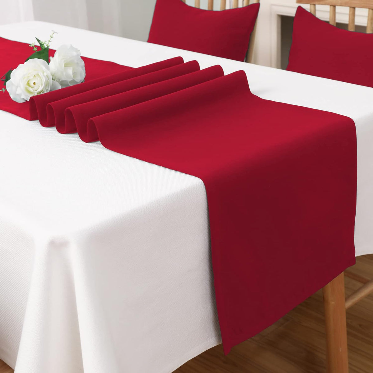 DUALIFE Red Table Runner 14 x 72 inch Divine for Valentines Day Mother's Day Wedding Holiday