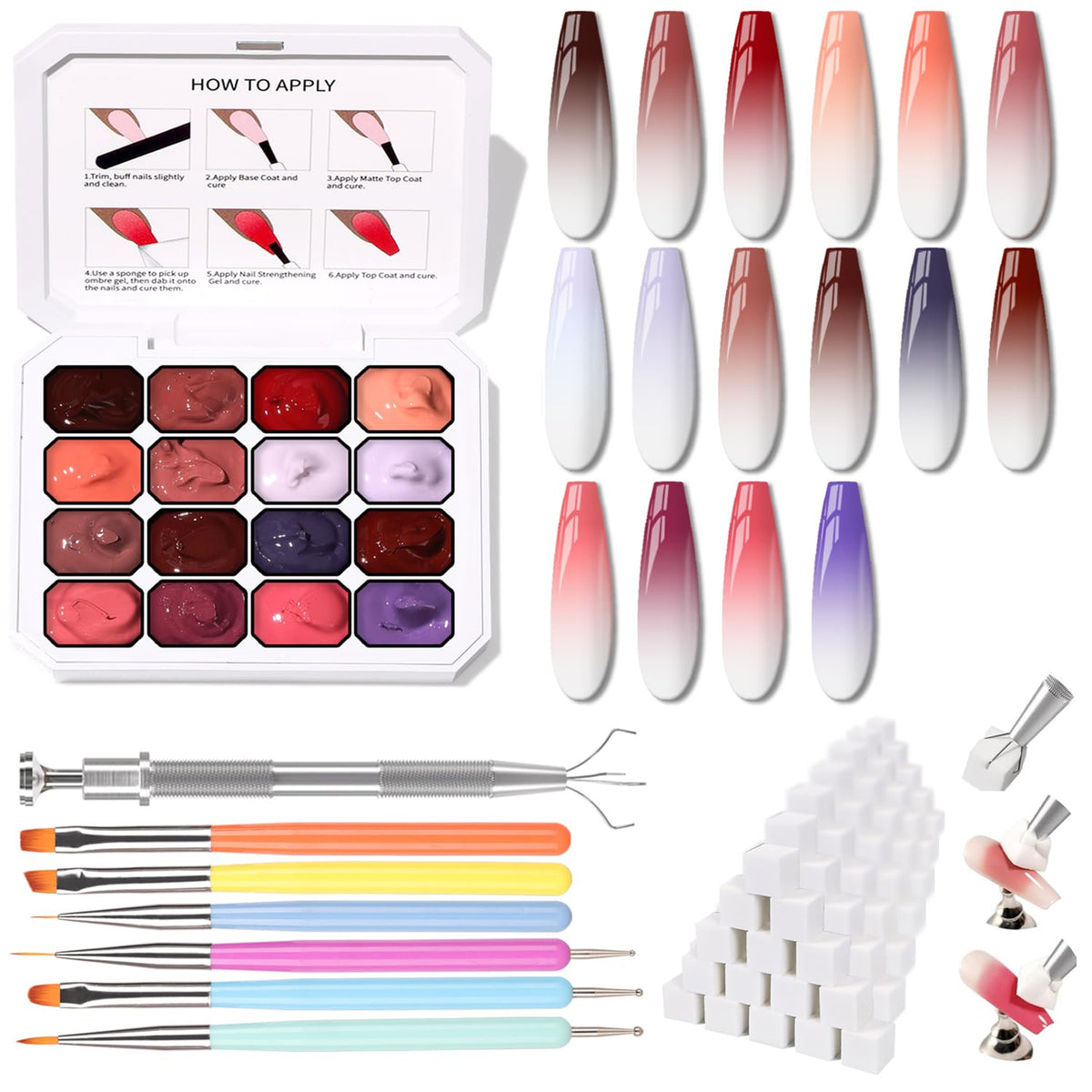 Sponge Pat Paint Nail Gel, Ombre Nails Gradient Gel Nail Blush Blooming Aura Nails Drawing Stripper