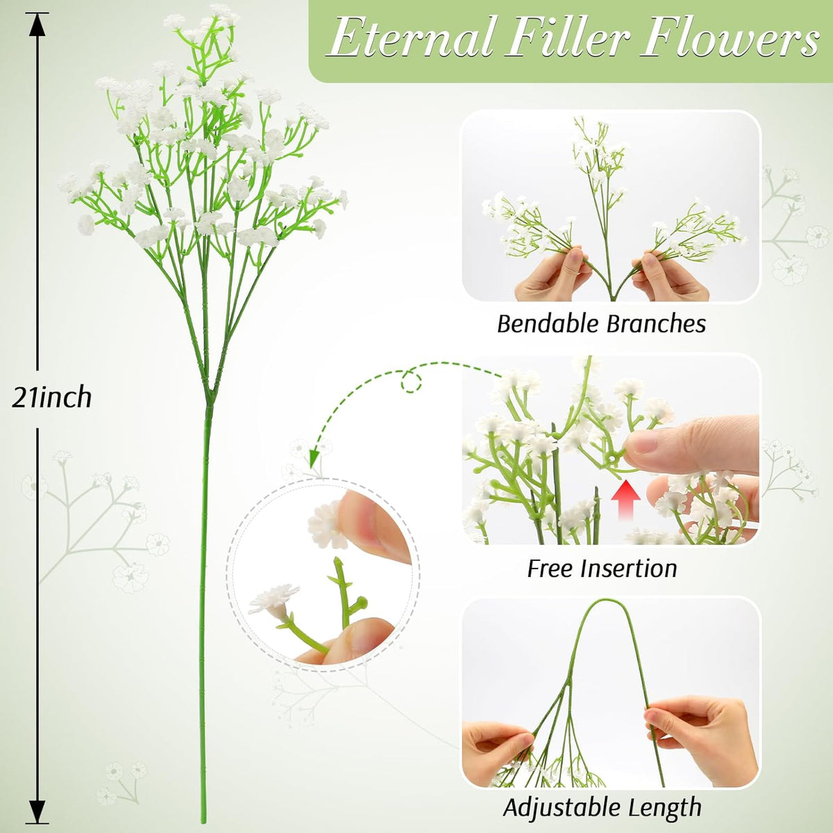 Babys Breath Artificial Flowers, Real Touch Babys Breath Flowers Artificial Bulk for Wedding Decor