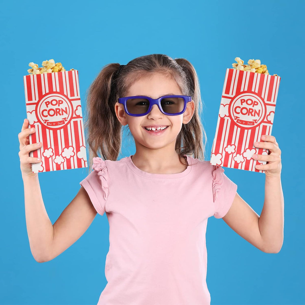 500 Pcs Paper Popcorn Bags Bulk 2 oz Large Flat Bottom Boxes Red and White Disposable Container