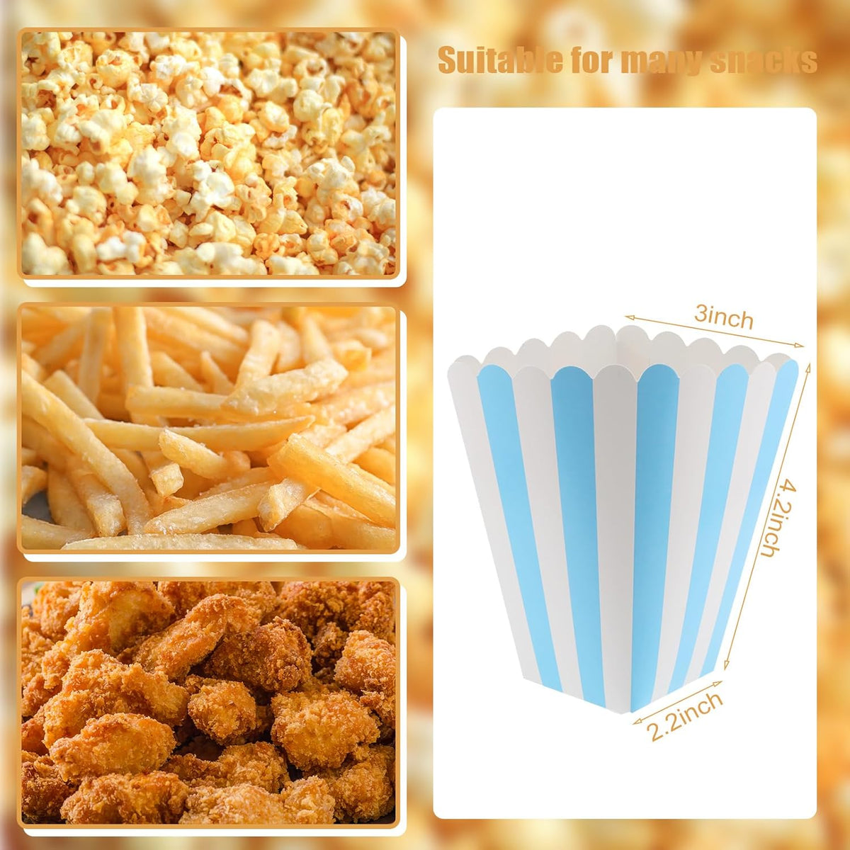 50 Pcs Popcorn Boxes Mini Paper Popcorn Box Cardboard Popcorn Container for Party Disposable Snack